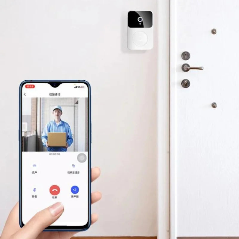 Campainha Com Câmera Vídeo Porteiro Sem Fio Wi-Fi HD Inteligente Smart Home Vê Pelo Celular Recarregável